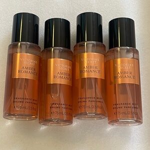 4 Victoria's Secret Amber Romance Mini Travel Size Fragrance Mist Set
